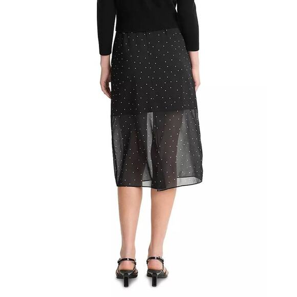 Vince Sheer Dot Straight Skirt in Black Grey 4 - Picture 3 of 5